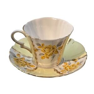 Margaret Rose Royal Standard Yellow Rose Bone China Teacup & Saucer Set Vintage‎